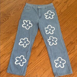 Painted Jeans wide leg,  high waisted